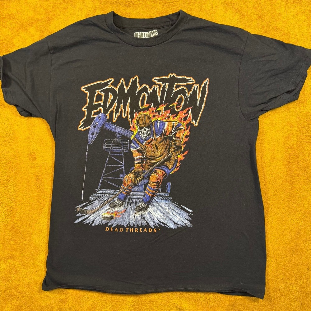 Dead Threads Apparel Edmonton Hockey T Shirt Men's Size Large Black Cotton